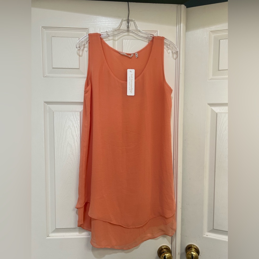 Soft Surroundings Summer Fling Tunic dress Canyon Sunset Layered Tunic Chiffon M